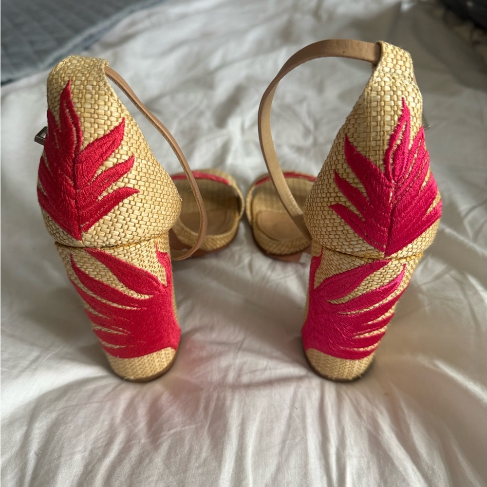 SCHUTZ Woven Tropical Block Heels - Picture 2 of 4